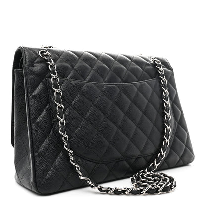 Caviar Quilted Maxi Double Flap Black