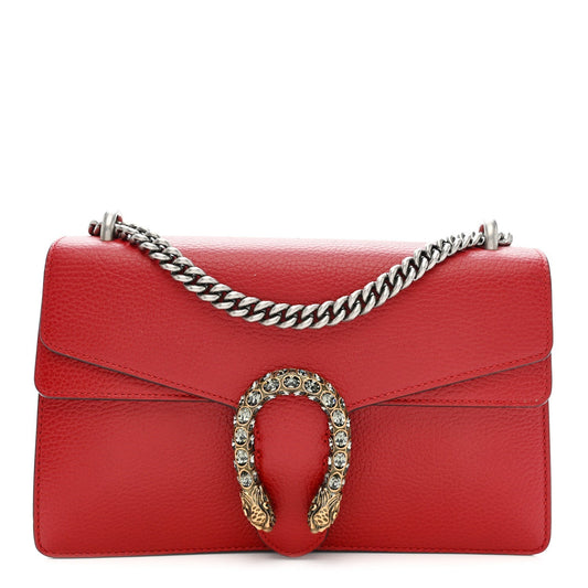 Dollar Calfskin Swarovski Crystal Small Dionysus Shoulder Bag Hibiscus Red