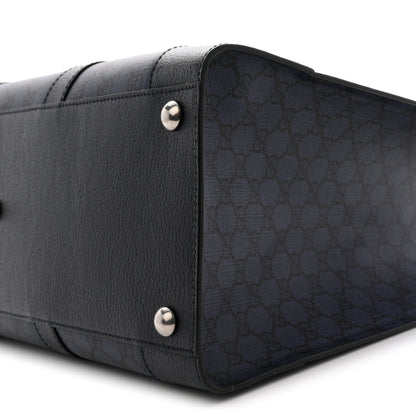 GG Supreme Monogram Textured Dollar Calfskin Large Ophidia Tote Bag Black Blue