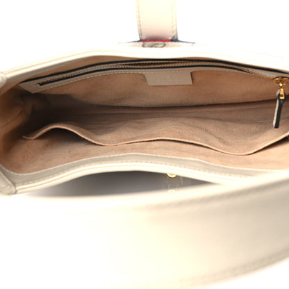 GG Supreme Monogram Azalea Calfskin Web Small Jackie 1961 Hobo Beige Ebony Mystic White