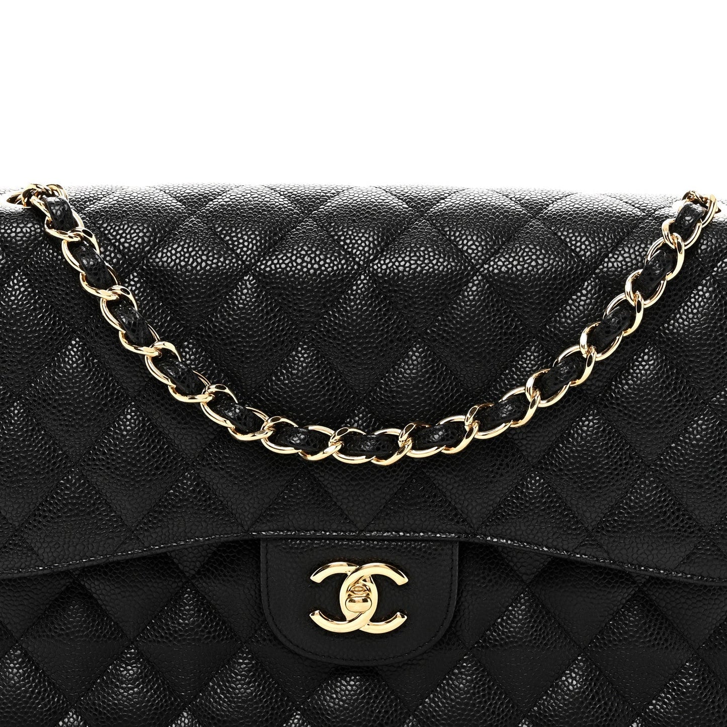 Caviar Quilted Jumbo Double Flap Black