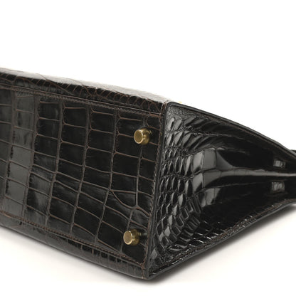 Shiny Alligator Kelly Sellier 32 Havane