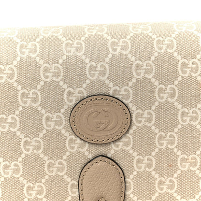 GG Supreme Monogram Textured Dollar Calfskin Mini Retro Interlocking G Flap Shoulder Bag Beige Mystic White Oatmeal