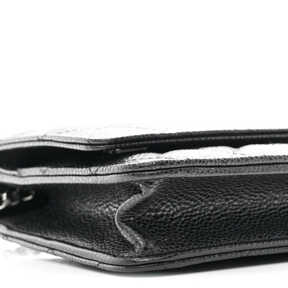Caviar Quilted Wallet on Chain WOC Black