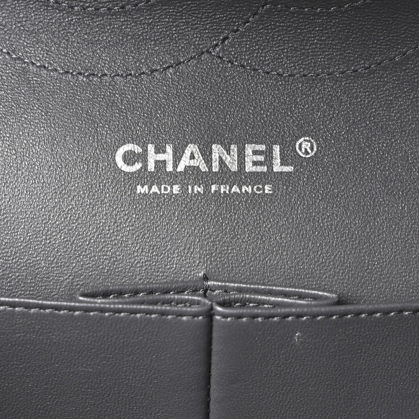 Lambskin Quilted Jumbo Double Flap Dark Grey