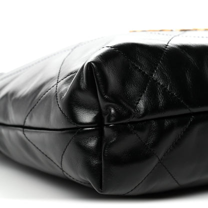 Shiny Calfskin Quilted Small Chanel 22 Black