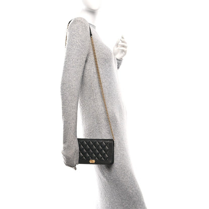 Caviar Quilted Boy Wallet On Chain WOC Black