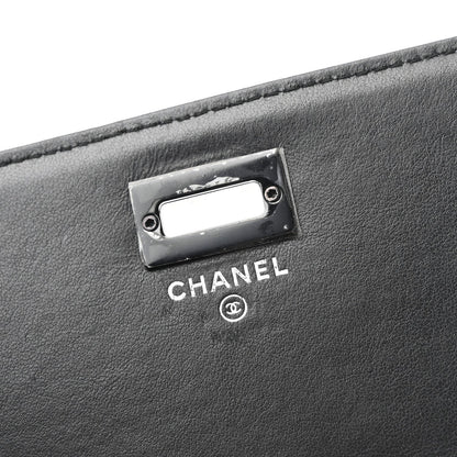 Aged Calfskin Chevron Quilted Reissue 2.55 Square Wallet On Chain WOC So Black
