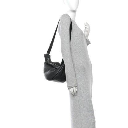 Grained Calfskin Large Slouchy Banana Bag Black