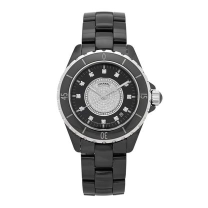 Stainless Steel Ceramic Diamond Dial 38mm J12 Quartz Watch Black