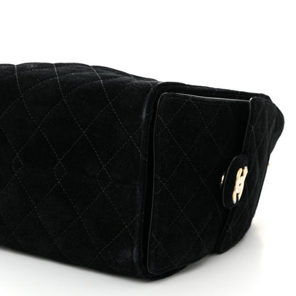 Suede Quilted Small Chanel 25 Handbag Black