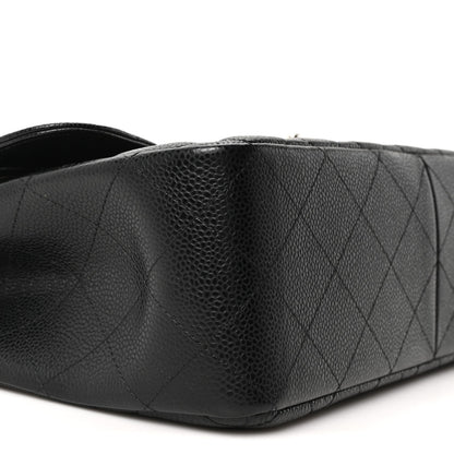 Caviar Quilted Jumbo Double Flap Black