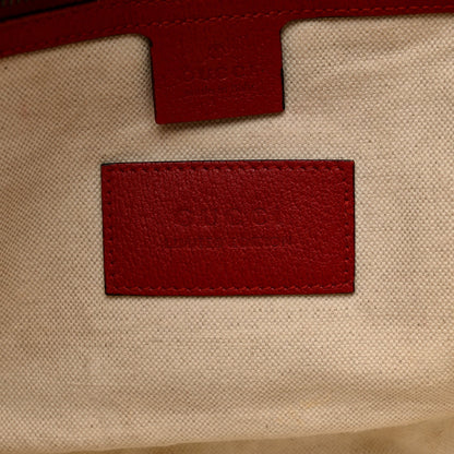 Soft GG Supreme Monogram Web Bosco Patch Small Crossbody Tote Beige Malva Hibiscus Red