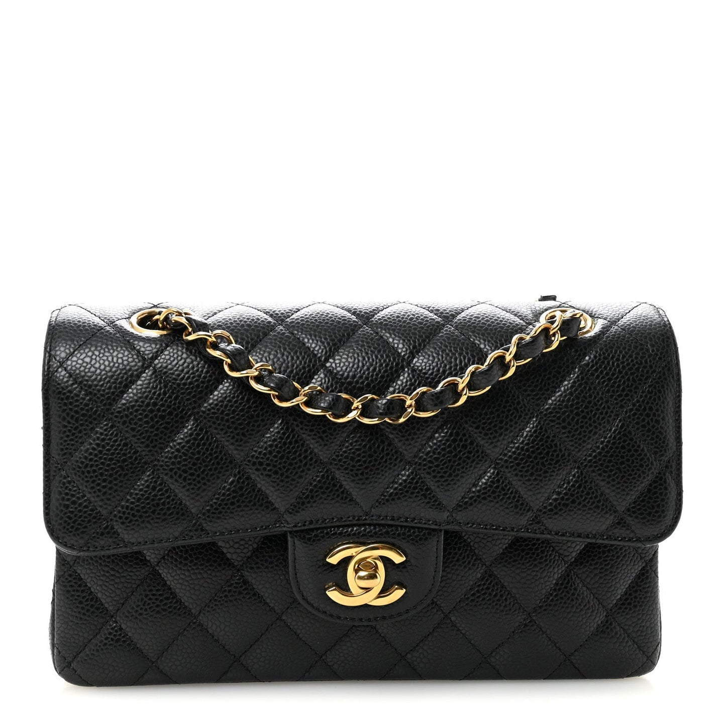 Caviar Quilted Small Double Flap Black