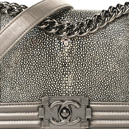 Galuchat Stingray Small Boy Flap Silver