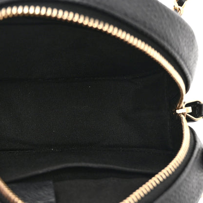 Caviar Quilted Round Filigree Crossbody Black