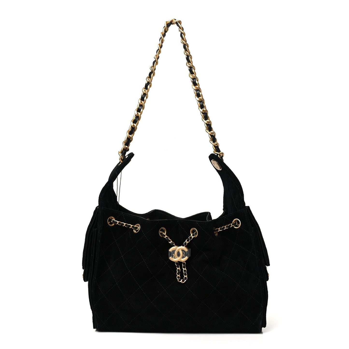 Suede Quilted Small Chanel 25 Handbag Black