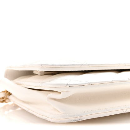 Lambskin Quilted Romance Wallet On Chain WOC White