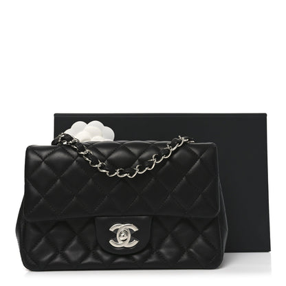 Lambskin Quilted Mini Rectangular Flap Black