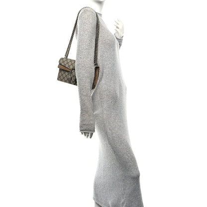GG Supreme Monogram Suede Crystal Small Dionysus Shoulder Bag Beige Ebony Taupe