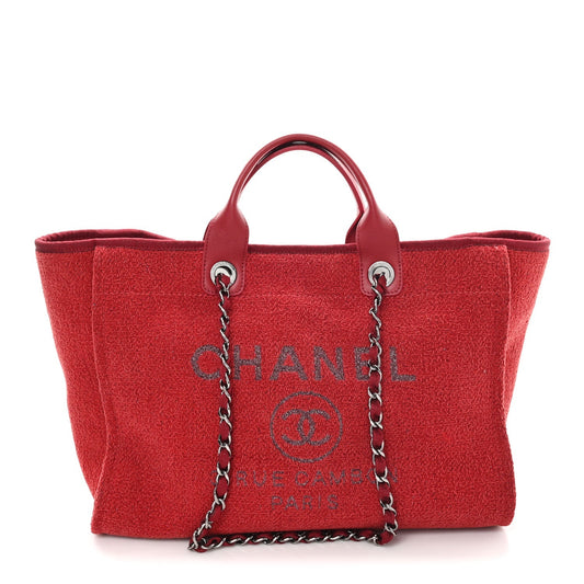 Lurex Boucle Medium Deauville Tote Red