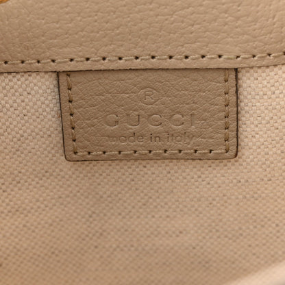 GG Supreme Monogram Textured Calfskin Web Mini Ophidia Bucket Bag Beige Ebony Mystic White Oatmeal