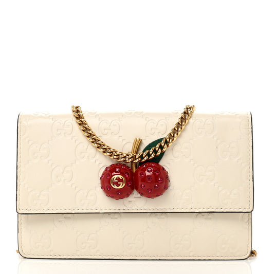 Guccissima Mini Cherry Chain Bag White