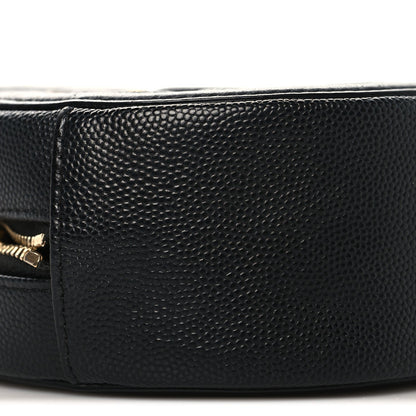 Caviar Quilted Round Filigree Crossbody Black