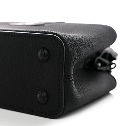 Matte Taurillon Capucines East West Mini All Black