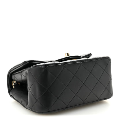 Lambskin Quilted Mini Square Flap Black