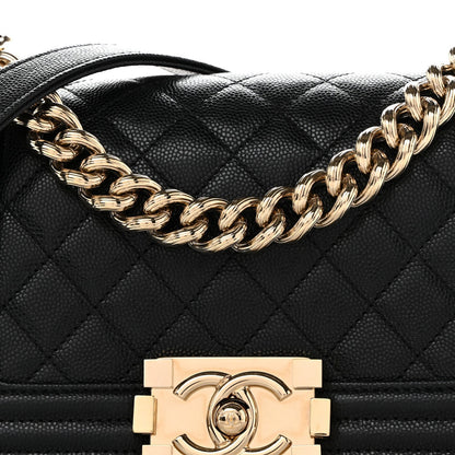 Caviar Quilted Small Boy Flap Black