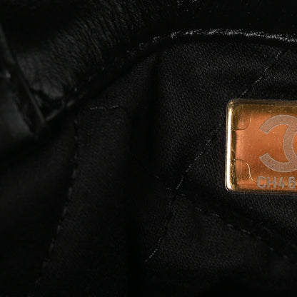Shiny Calfskin Quilted Chanel 22 Backpack Black