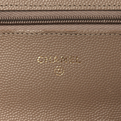 Caviar Quilted Wallet on Chain WOC Dark Beige