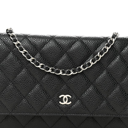 Caviar Quilted Wallet on Chain WOC Black