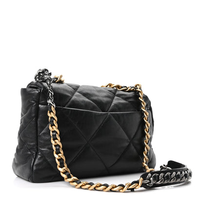 Goatskin Quilted Large Chanel 19 Flap Black