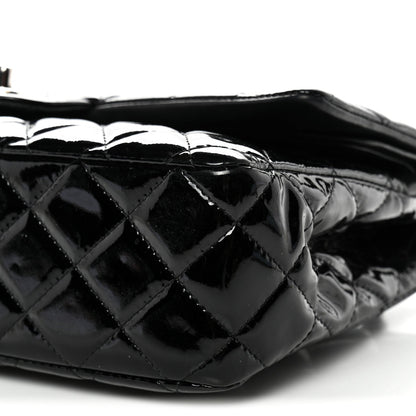 Patent Quilted Medium Double Flap Black