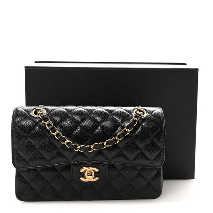 Caviar Quilted Small Double Flap Black