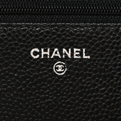 Caviar Quilted Wallet on Chain WOC Black