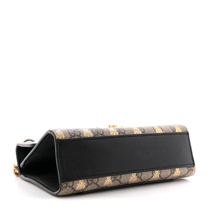 GG Supreme Monogram Bees Small Padlock Shoulder Bag Black