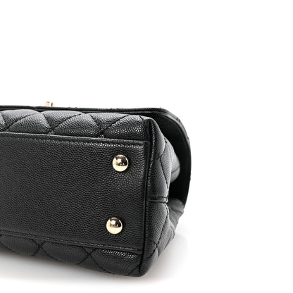 Caviar Quilted Mini Coco Handle Flap Black