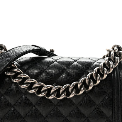 Caviar Quilted Small Boy Flap Black