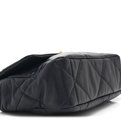 Lambskin Quilted Large Chanel 19 Flap Navy Blue