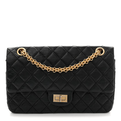 Aged Calfskin Quilted 2.55 Reissue 225 Flap Black