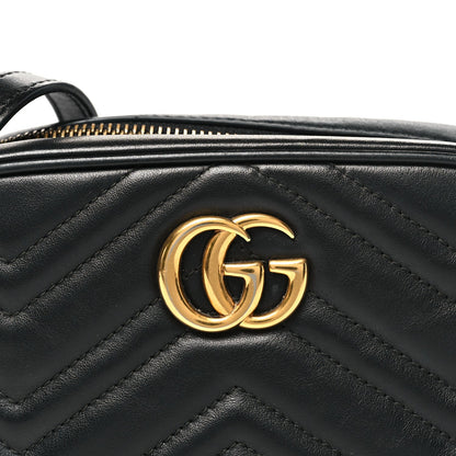 Calfskin Matelasse Mini GG Marmont Chain Shoulder Bag Black