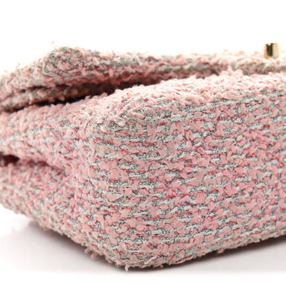 Tweed Medium Double Flap Pink