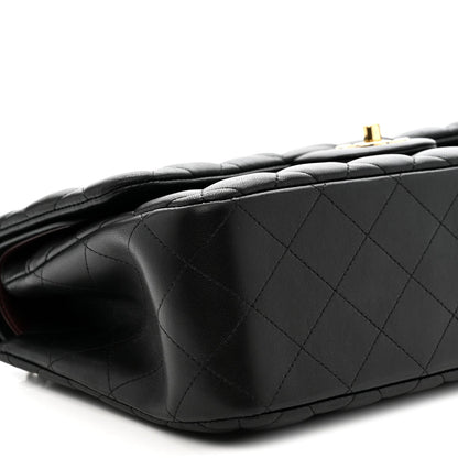Lambskin Quilted Jumbo Double Flap Black