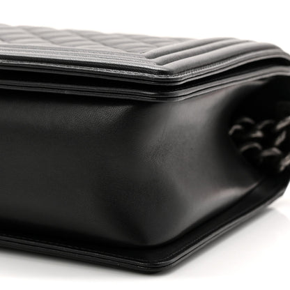 Lambskin Quilted New Medium Boy Flap Black