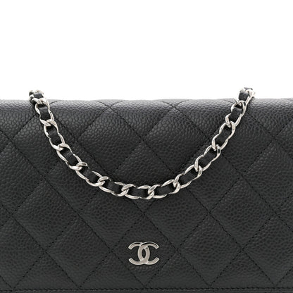 Caviar Quilted Wallet on Chain WOC Black