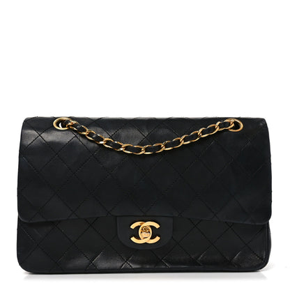 Lambskin Quilted Small Double Flap Black
