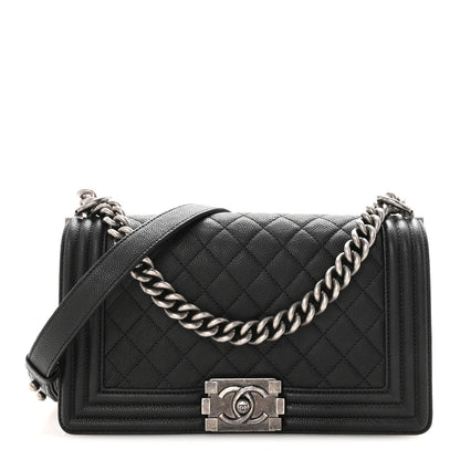 Caviar Quilted Medium Boy Flap Black